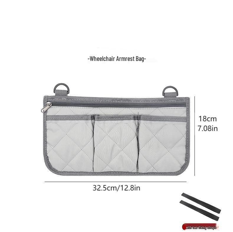 Universal Reflective Wheelchair Armrest & Stroller Storage Bag with Velcro Strap