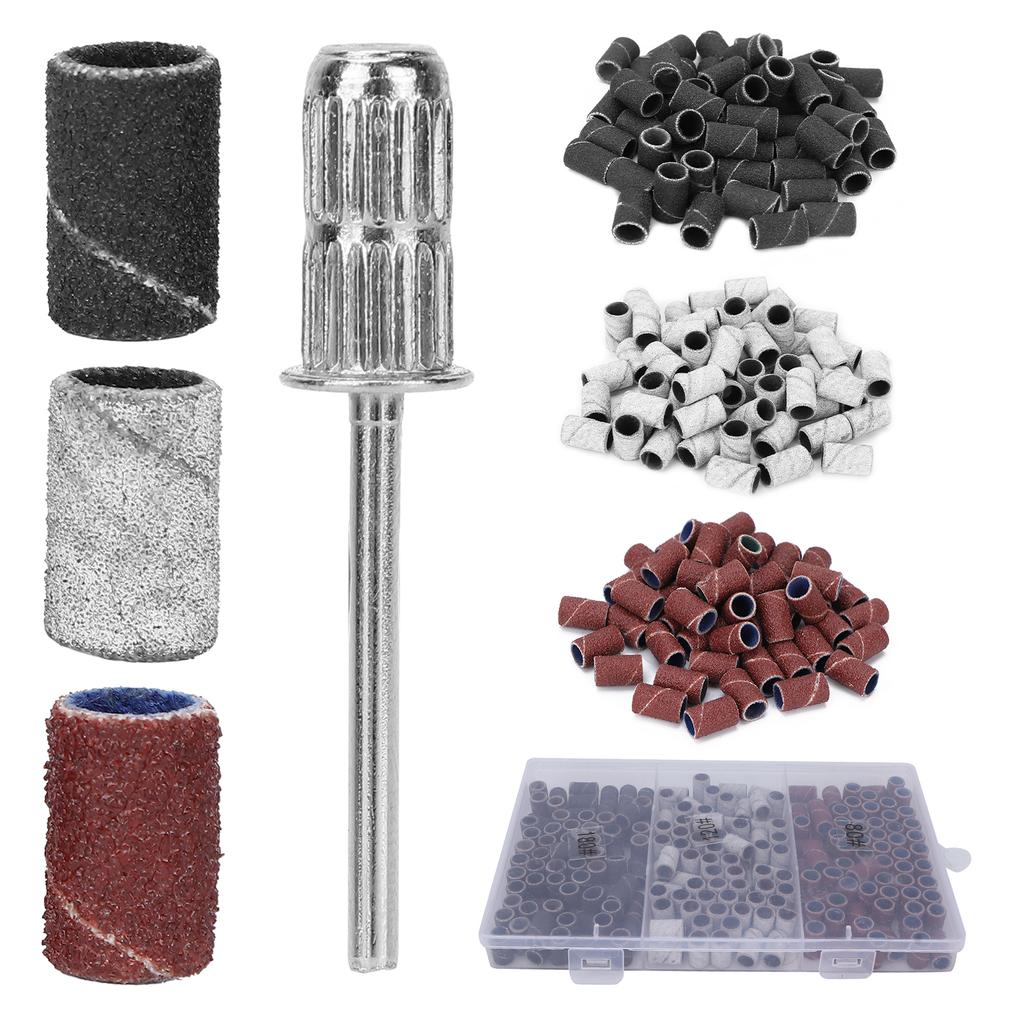 210pcs Professional Manicure Pedicure Sanding Bands Nail Drill Bits 80# 120# 180# Grit
