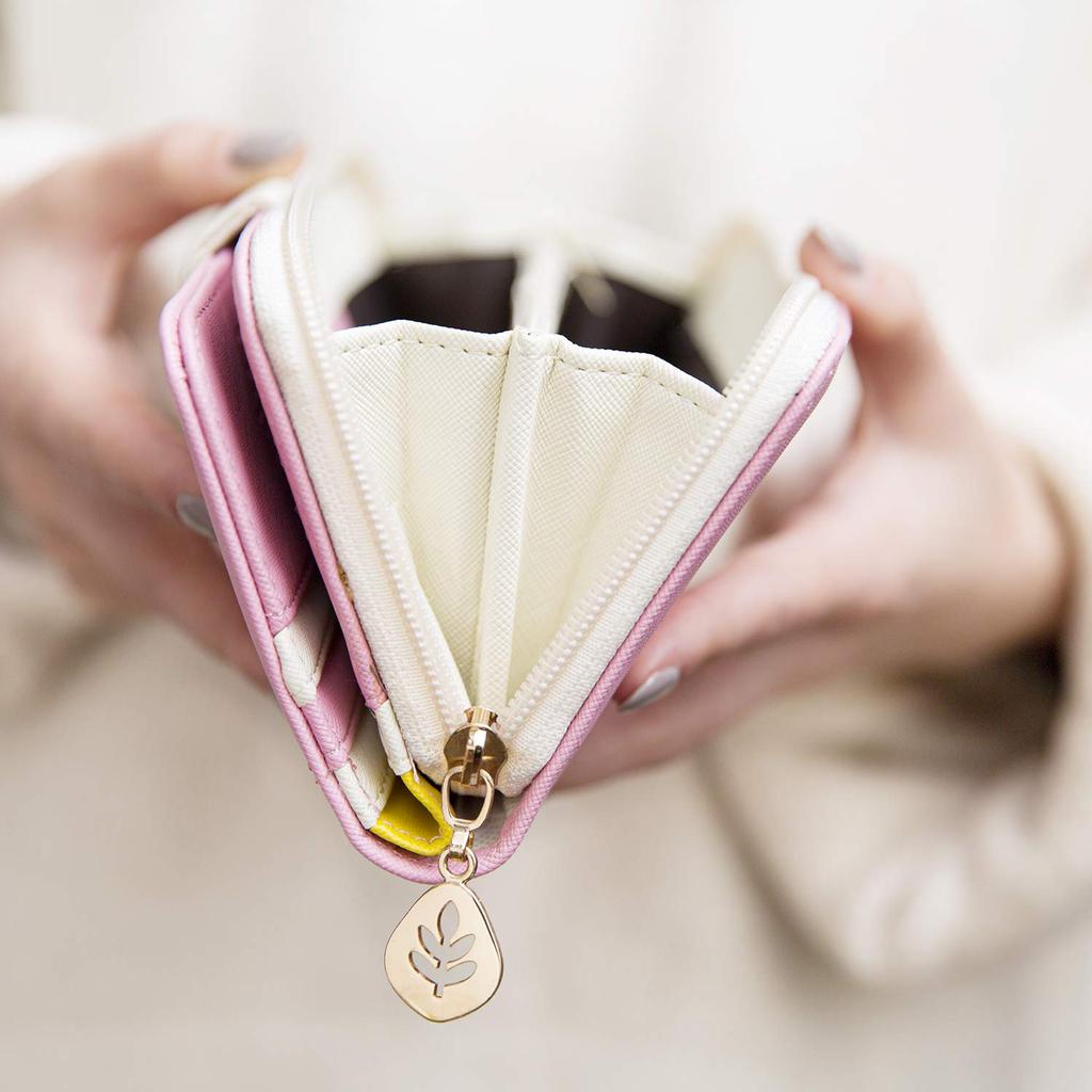 Donalee Long Wallet, Zip-Around, Bifold, for Girls and Women (NavyPink)