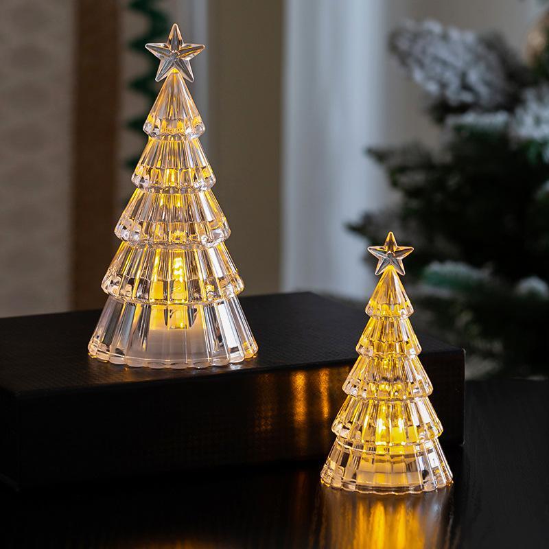Christmas Decoration Ornaments Mini Luminous Crystal Christmas Tree High-End Desktop Ornaments Christmas Gift Lights