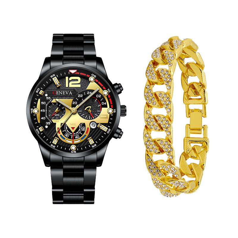 Watch Calendar Steel Strap Watch Men'S Large Dial Quartz Watch Men'S Suit