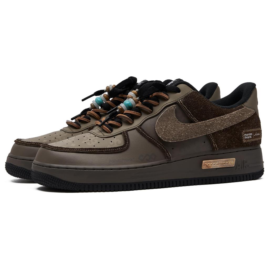 Nike Air Force 1 Slip Resistant Abrasion Resistant Low Top Skateboard Shoes Unisex Black Umber DV0788-001(TeamH-S-BOX)