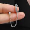 1pc Simple Style Piercing Stud Earring For Women Shiny Zircon Chain Clip Earring Accessory Gold Color Cartilage Fashion Jewelry