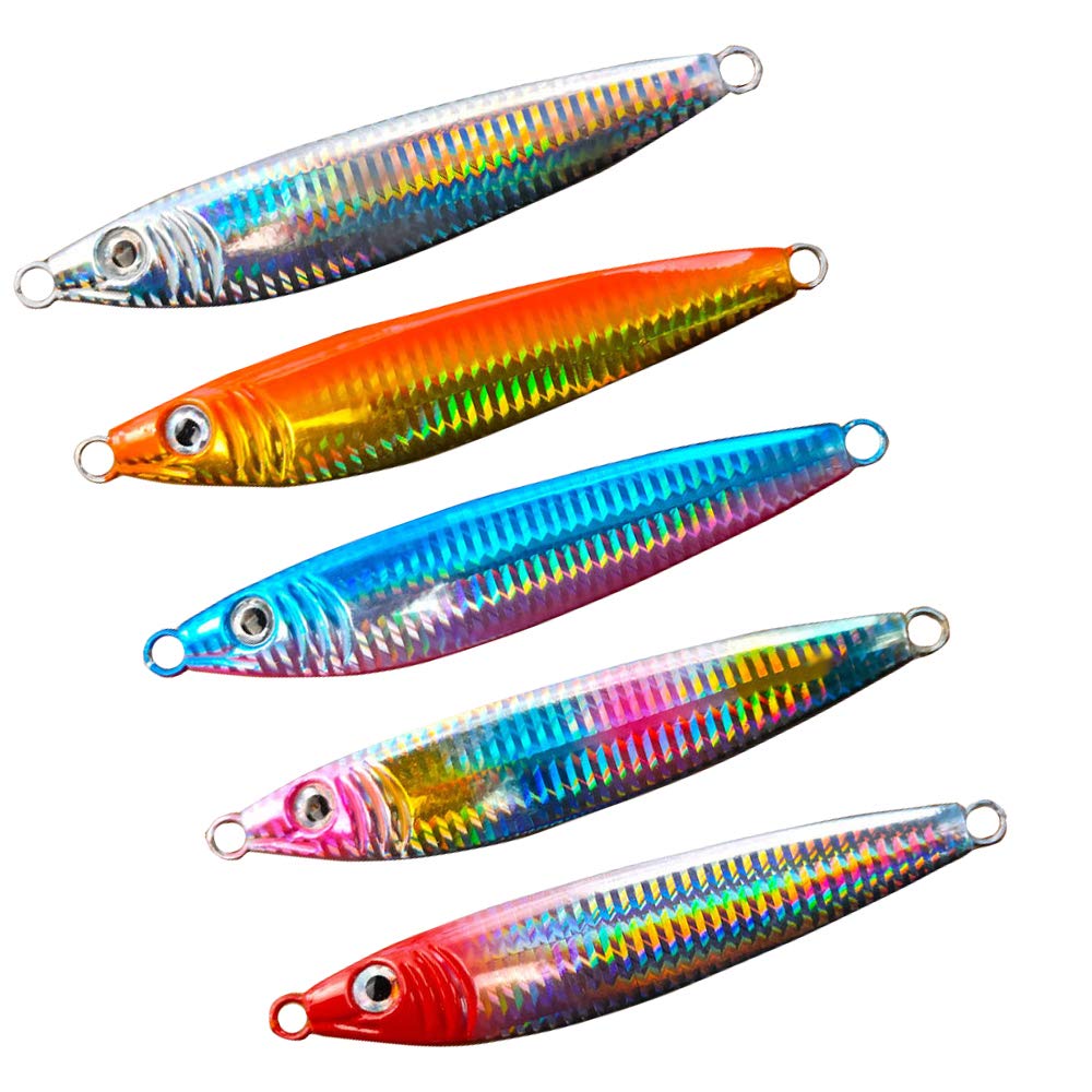 

EternalStars Metal Jig Lure Set Sea Bass Lure Spoon Trout Lure Metal Jig Lure Jig Spoon Lure Fishing Spoon Set (60g, 80g, 100g, 120g, 150g, 180g,