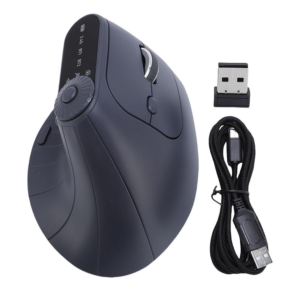 Ergonomic Vertical Wireless Mouse Bluetooth and 2.4GHz Dual Mode Adjustable DPI Rechargeable Silent