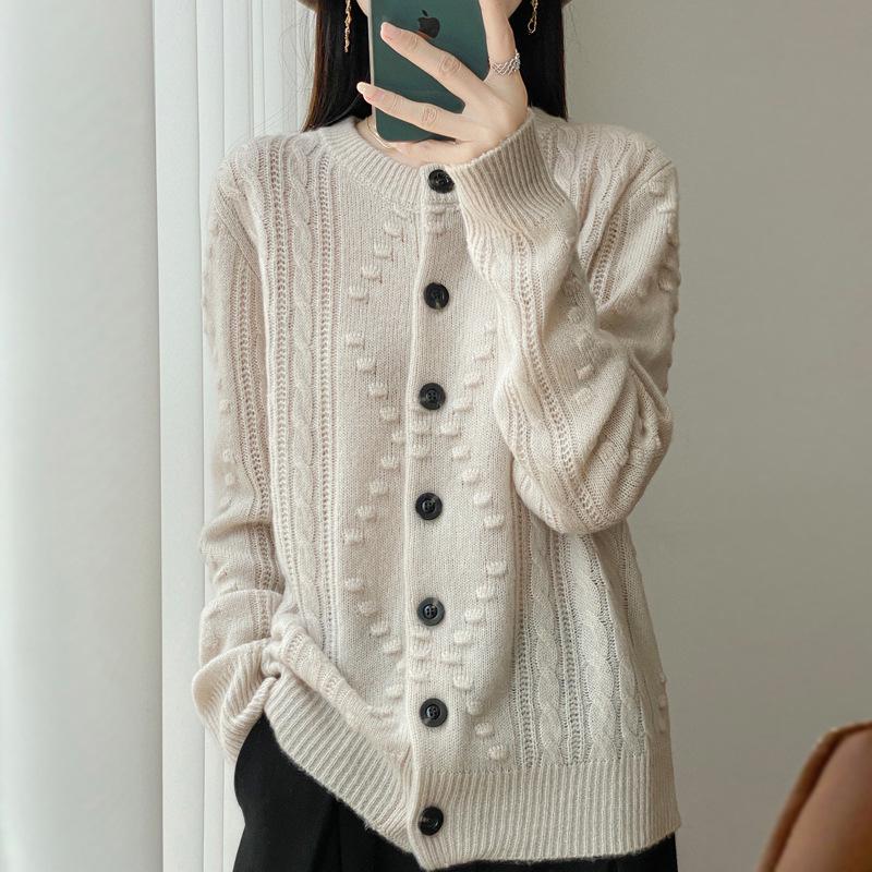 Женский кардиган из тяжелого жаккардового трикотажа из шелка и шерсти, осень/зима 2025 Medium