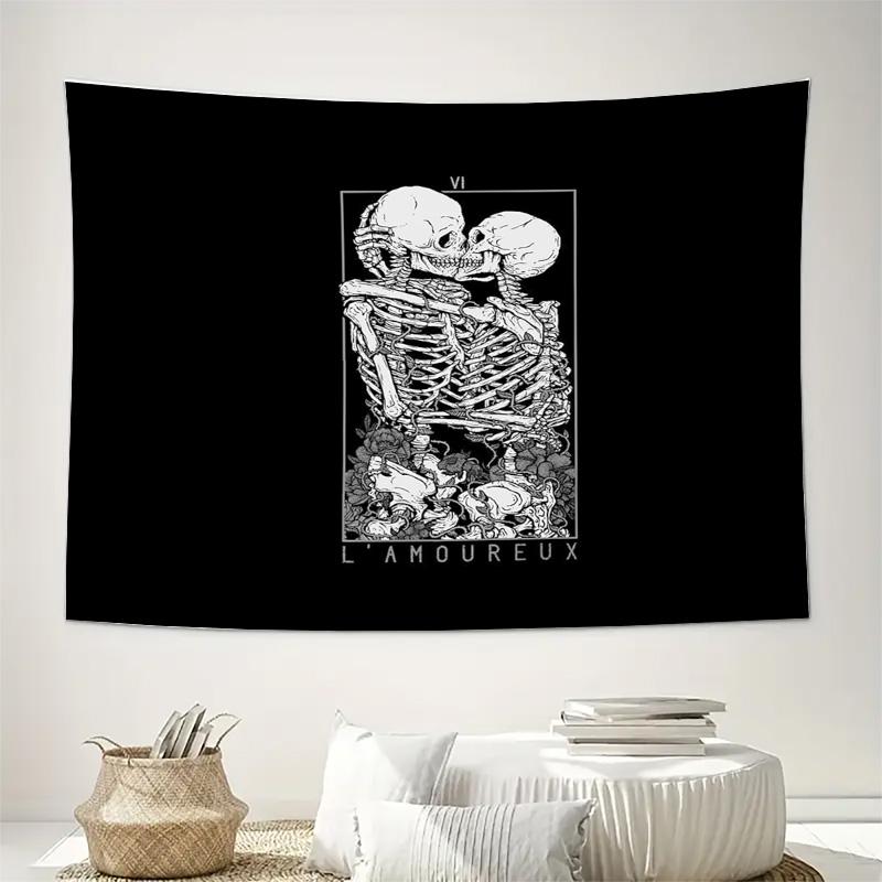 Gothic Tapestry Wall Hanging Dark Academia Decor Halloween Aesthetic Skull Art Romantic Gothic Spooky Home Decor Bedroom Wall Ar