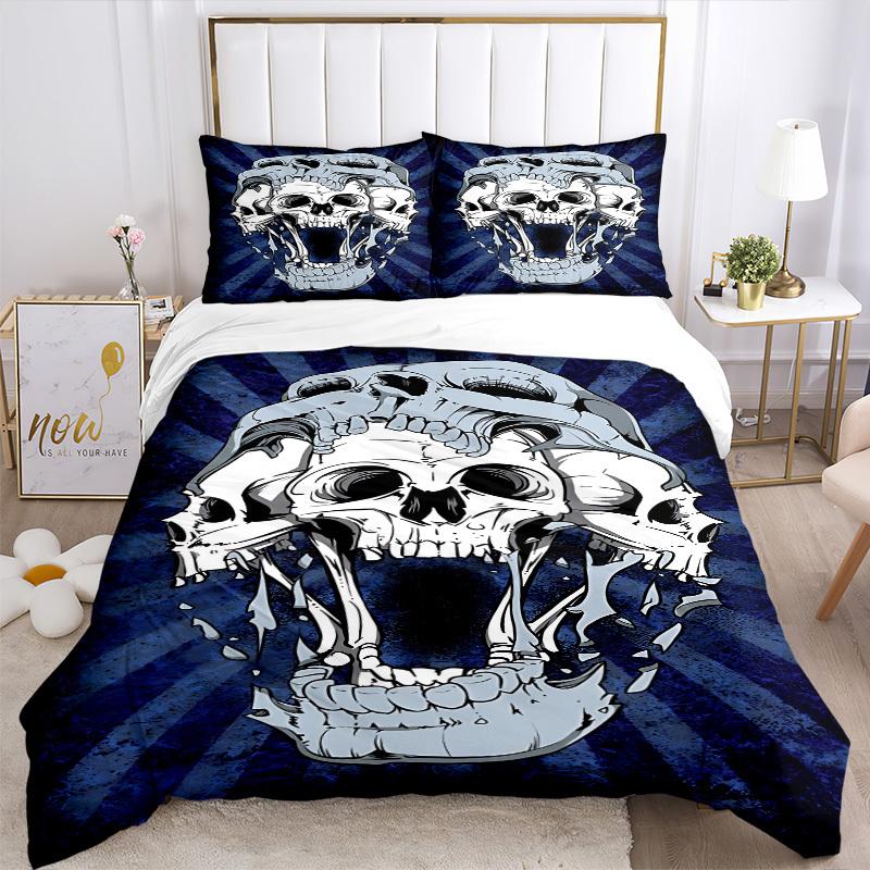 3pcs bedding set Skull Horror Includes 1 Comforter + 2 Pillowcases, Without Pillow Inserts, Soft Comfortable, Lightweight Breathable088