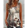 Modisches Damen V-Ausschnitt Ärmelloses T-Shirt 3D Blumen Farbdruck Ärmelloses Blumen T-Shirt
