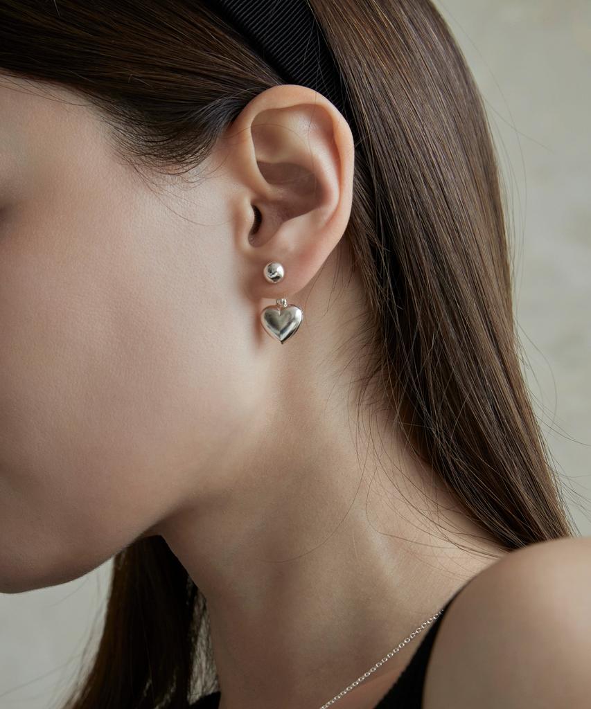 Dmoment Bonnie Two-Way Heart Silver Earrings (925 Silver)