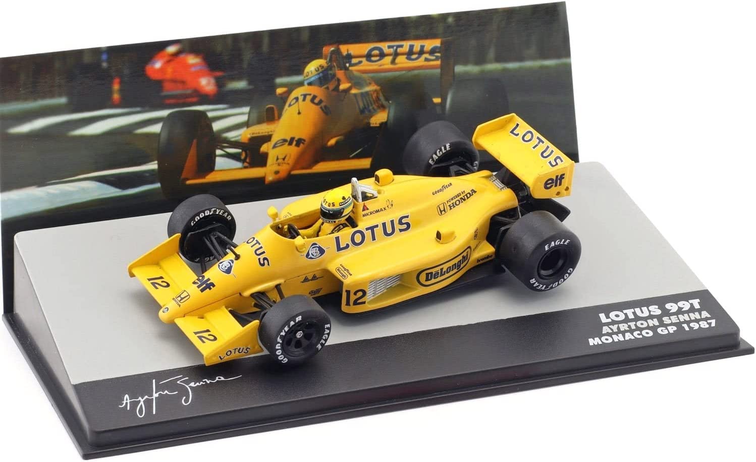 

F1 Lotus 99T Honda Айртон Сенна Миниатюрная модель LOTUS 99T АЙРТОН СЕННА N 12 Гран-при Монако 1987 Camel Team Lotus Honda 1/43 [Б/У]