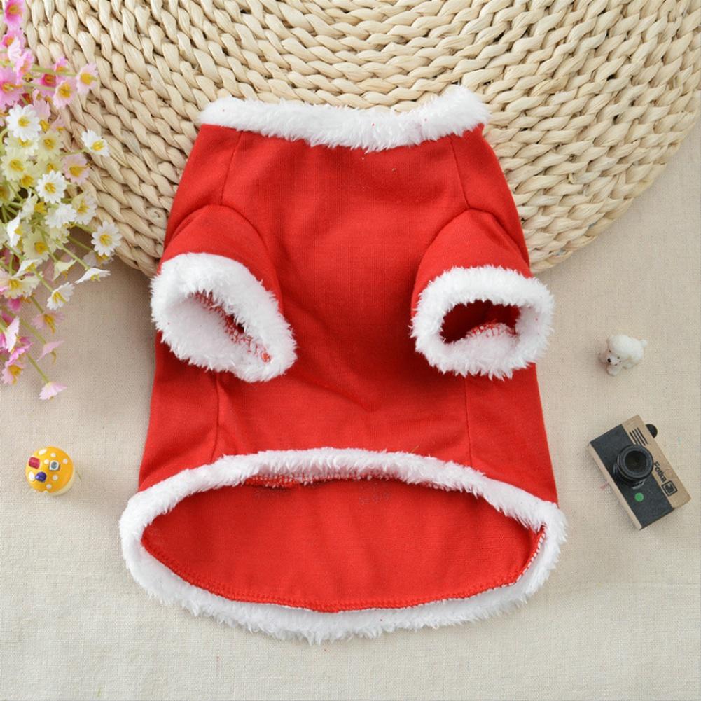 Red Plush LOVE Pattern Costume Pet Christmas Dress Holiday Party Clothing Clothes for Dogs Cats