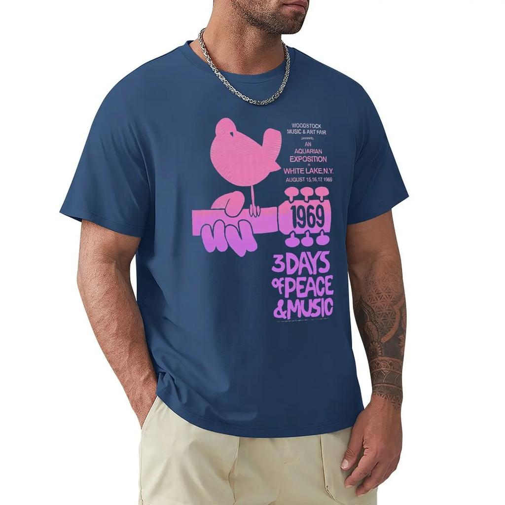 Woodstock - Camicia Acquario Rosa T-shirt a Maniche Corte Moda Maglietta di Cotone T-shirt Top