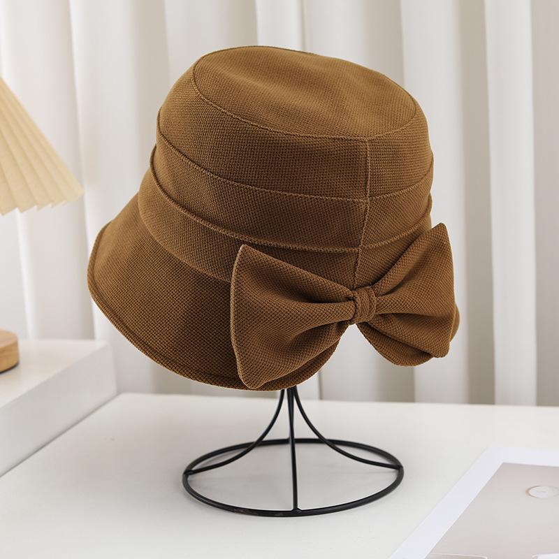 

Шляпа-ведро с разрезом сзади и бантом, женская, осенне-зимняя, новая, солнцезащитная шляпа-ведро, элегантная, с универсальной простой шляпой Adjustable [head circumference 55-58CM]