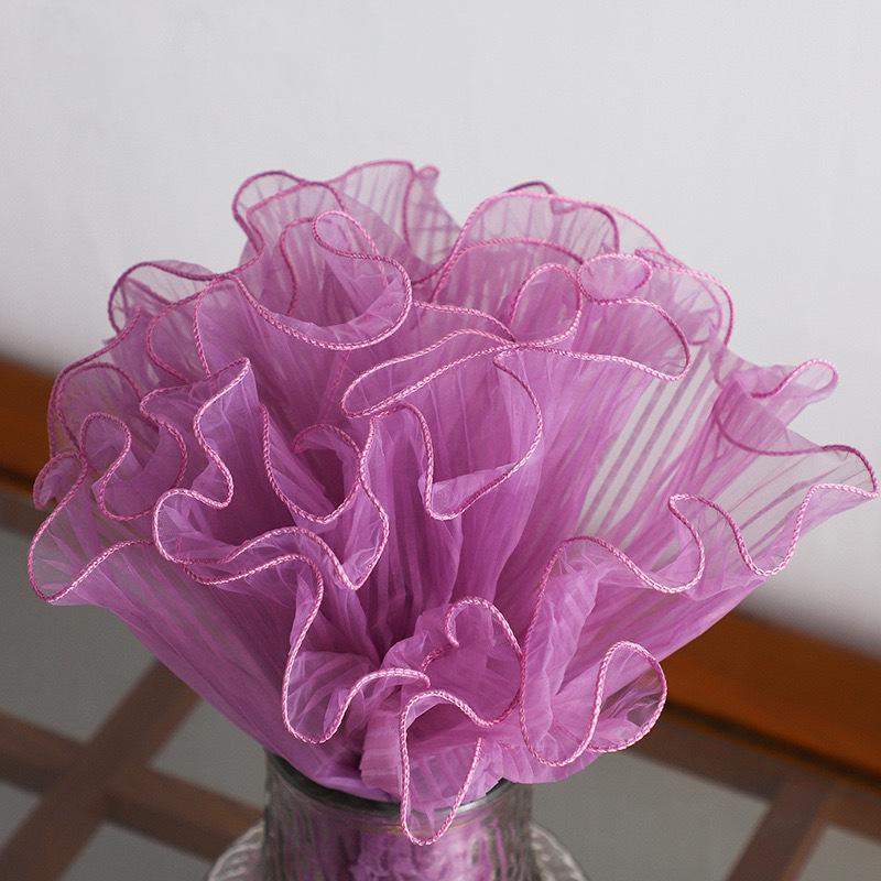 Korean Pearl Ruffle Gauze Floral Bouquet Wrapping Material - Pleated Mesh Wave Gauze