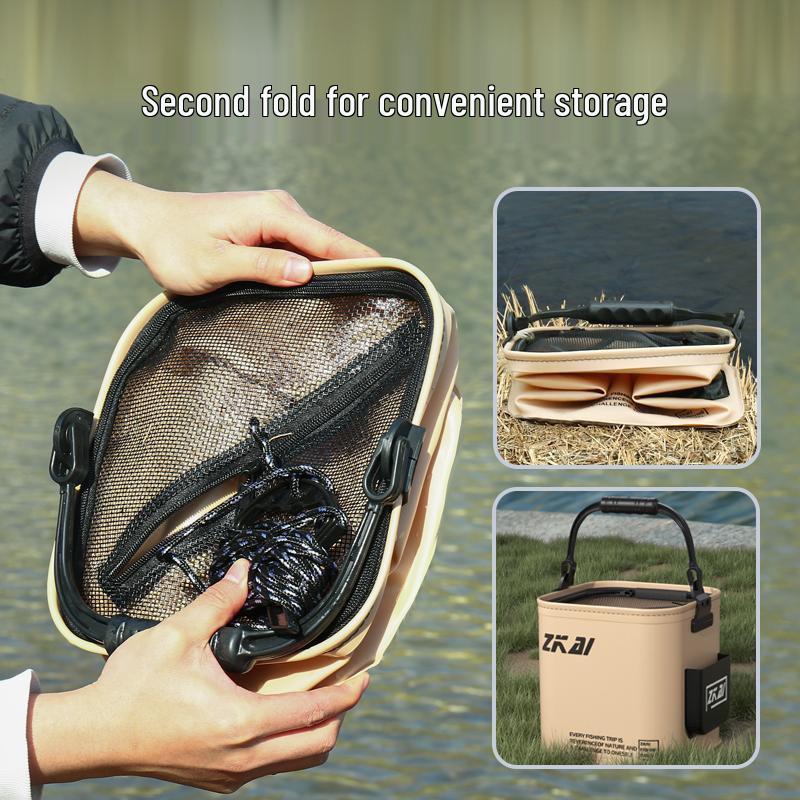Foldable Hand-held Fishing Bucket & Live Fish Container
