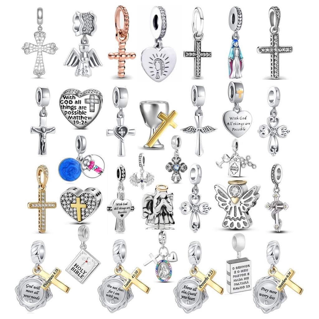 New Copper Jesus Cross The Holy Bible Pendant Charms Beads Fit Diy Original 3Mm-5Mm Bracelet By Women Gift