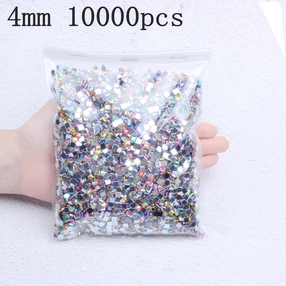 Hot Sale 4mm Acrylic Loose 10000pcs FlatBack Square Gems for Crafts Scrapbooking DIY Bags Clothes Nail Art Decoration
