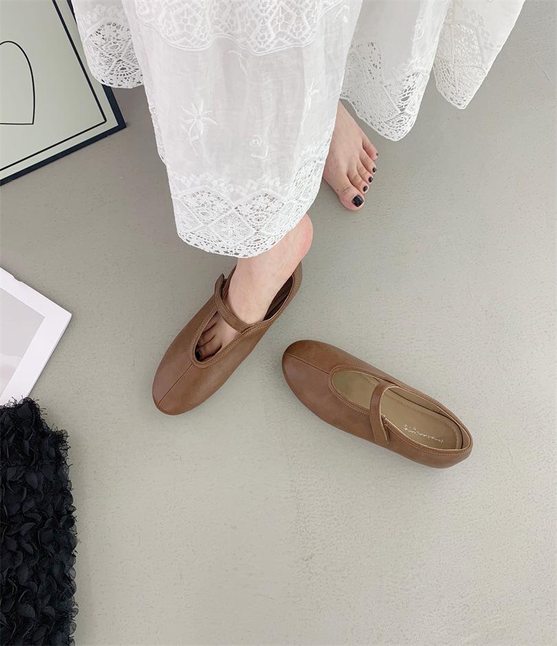 French Inner Height Increase Ballet Style Shallow Mouth Single Shoes Women's One Pedal Casual Versatile Commuter Mary Jane Shoes