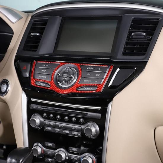 Red Carbon Fiber Navigation screen Trim Sticker For Nissan Pathfinder 13-18