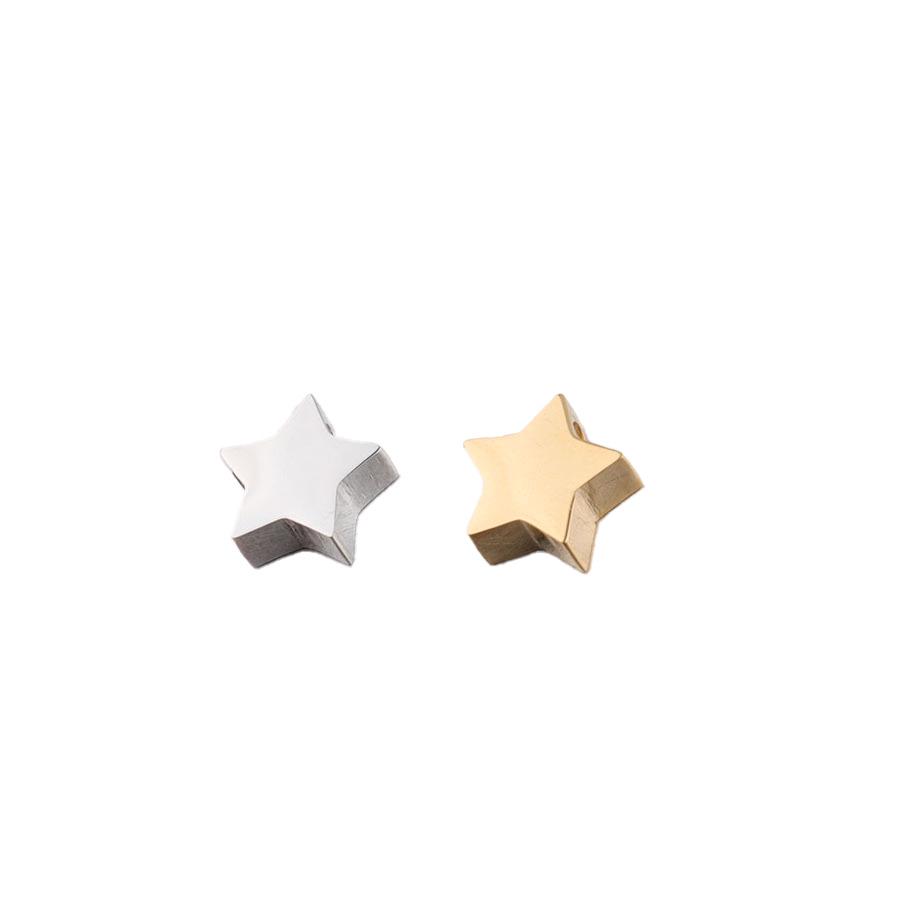 Stainless Steel Star Bead Pendant: 7.7x8mm Mirror-Finish for DIY Jewelry