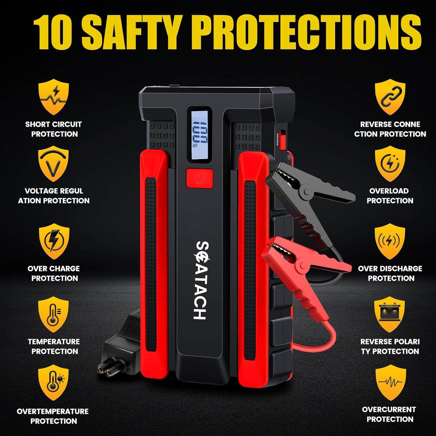 

Пусковий пристрій 3500A 12V, Портативний автомобільний бустер зі світлодіодним дисплеєм та ліхтариком United States