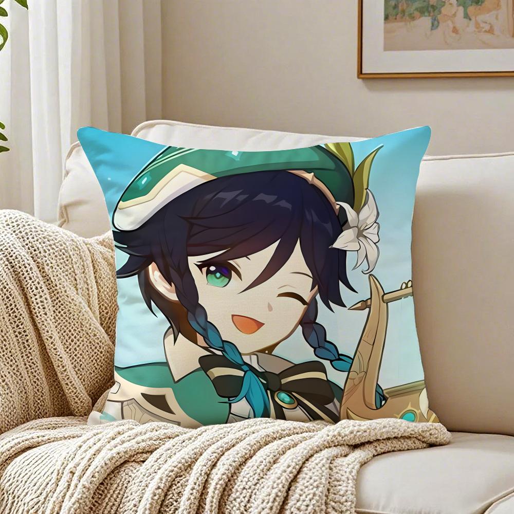 Popular Genshin Impact Venti Pillow Cushion Cover Pillowcase Anti-Dustmite Living Room Sofa Decor Cushion Room