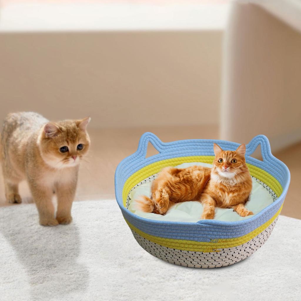 Woven Cat Bed, All- Pet Bed, Cotton And Linen, Detachable And Washable Cat Bed, Sleeping Mat, Dog Bed, Summer Cool Bed