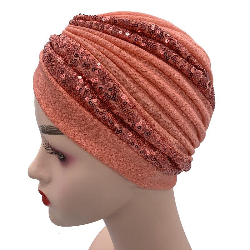Fashion Women Glitter Sequins Turban Hat