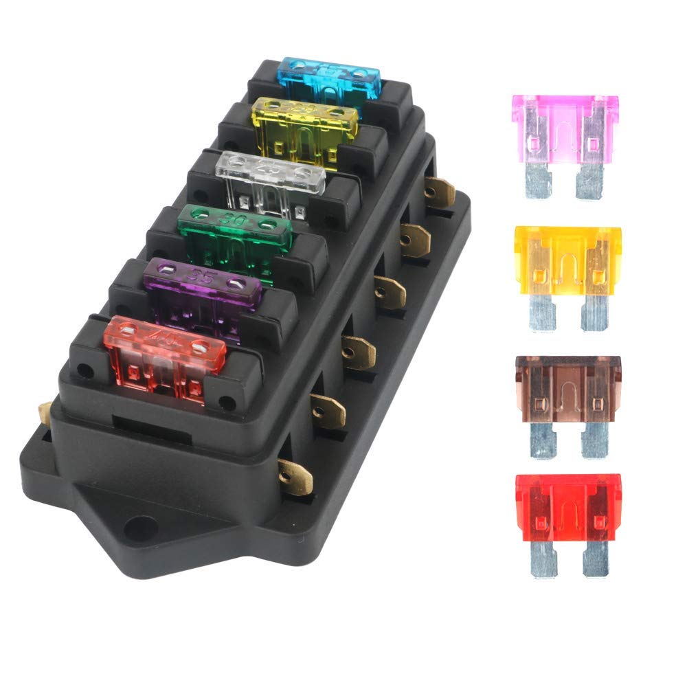 KILIGEN Universal Car Truck Vehicle 6 Way Line Car Medium Fuse Box Block