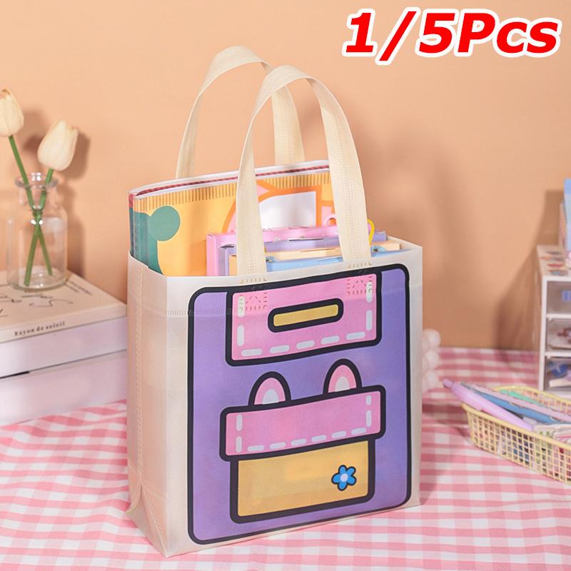 1/5 Stück Handtasche Niedlich Vlies Snack Süßigkeiten Mittagessen Für Kinder Geschenke Tasche Mitgebsel Cartoon Bedruckt Geburtstag Wiederverwendbar Kinder