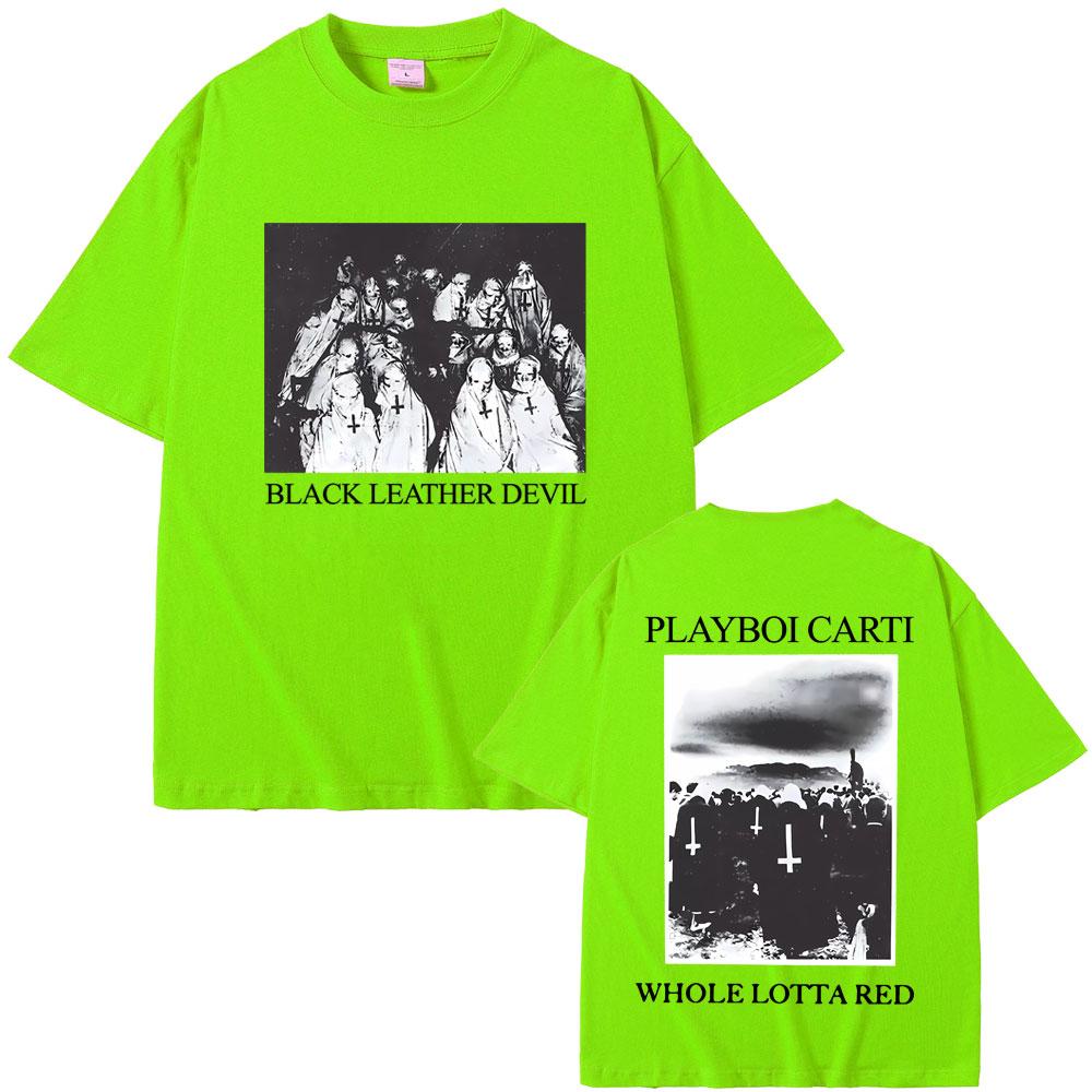 Rapper Playboi Carti Black Leather Devil Whole Lotta Red Graphic T Shirt Men Vintage Oversized Tshirt Cool Hip Hop Opium T-shirt