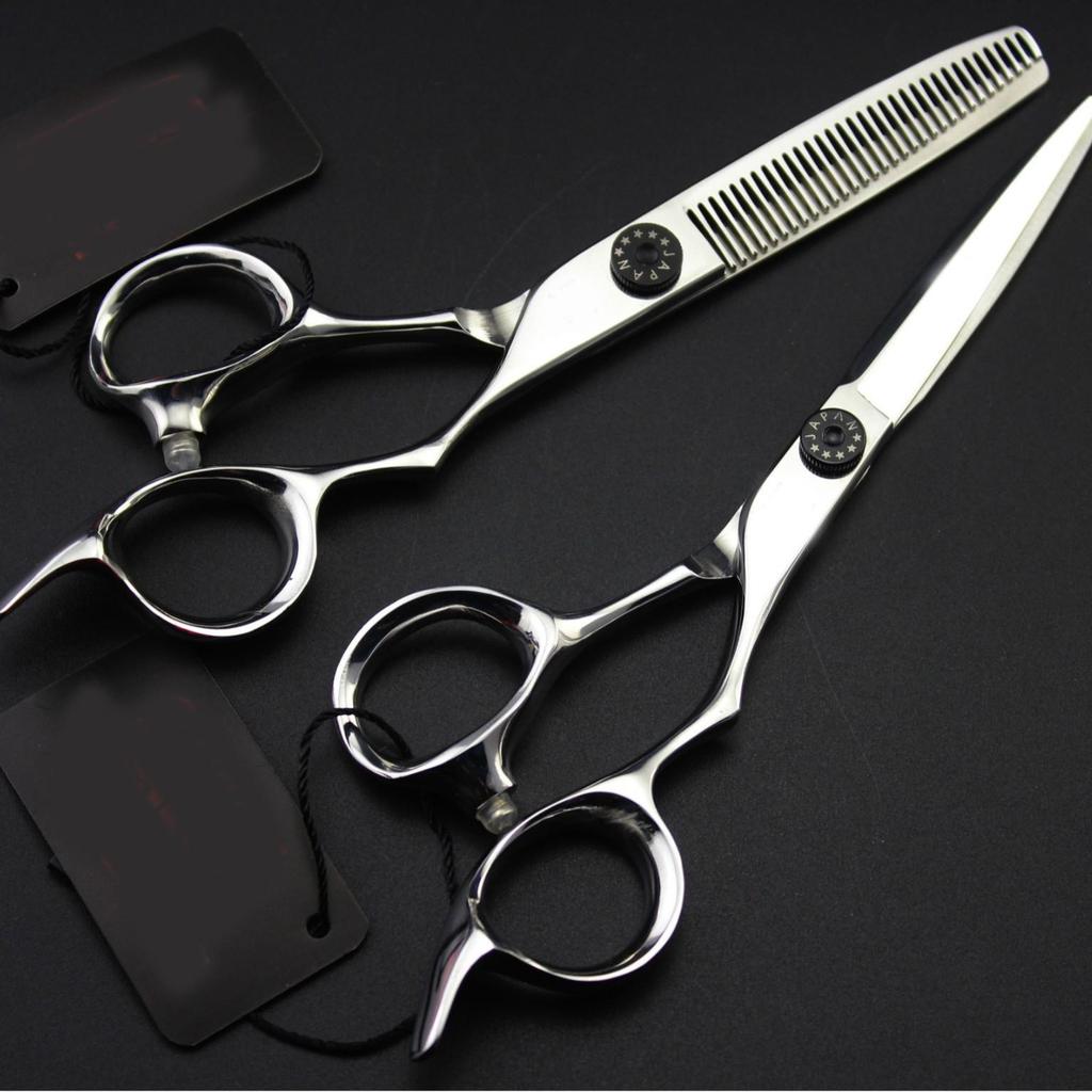 6.0" Ring Handle Hairdressing Scissors - Includes Straight, Bangs, and Thinning Scissors