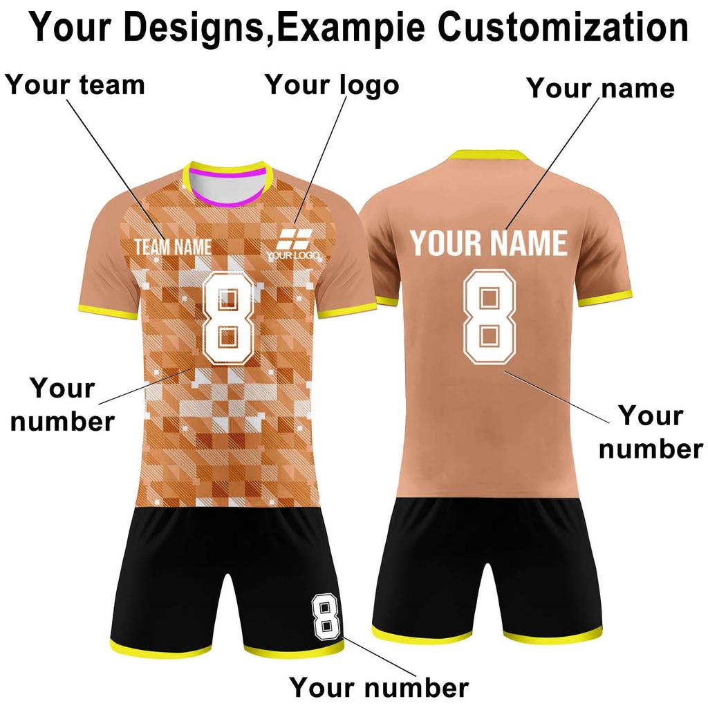 Custom Soccer Jersey Set for Men and Youth Personalized Team Uniforms Quick Dry Sportswear with Number Printing for Training and Matches