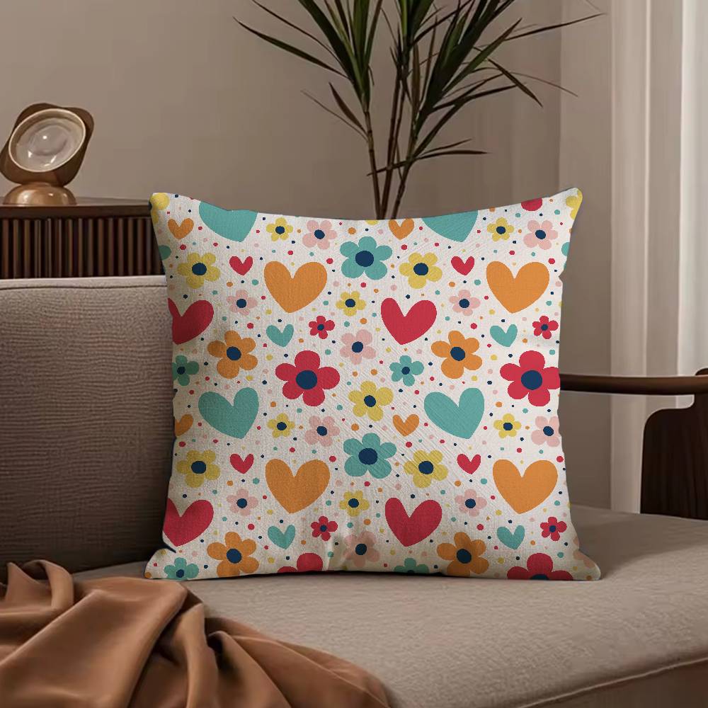 Colorful Flowers Pillow Case Anti-dustmite Pillowcase Invisible Zipper Silky Short Plush Sofa Cushion Cover