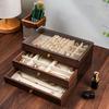 Rings Necklace Wooden Jewelry Box Transparent Window Square Jewelry Box Jewelry Storage Case  Gift