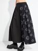 2025 Autumn Asymmetrical Wide-Leg Retro Patchwork Culottes: Women's Casual Dark Style