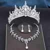Red Tiaras and Crowns Bridal Jewelry Sets Tiara and Necklace Earrings Set for Party Bridal Wedding Dress Jewelry Sets