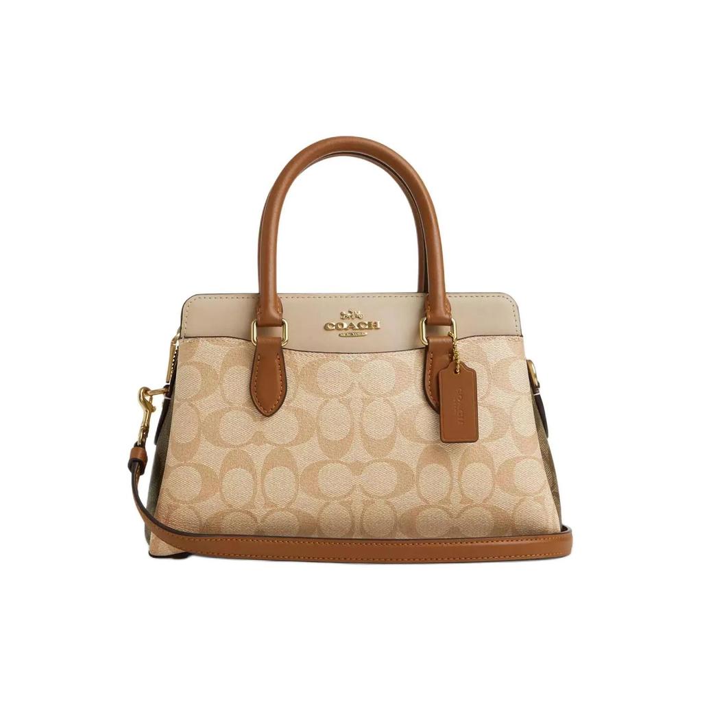 Coach Darcie Coated Canvas Leather Shoulder Bag , Crossbody Bag , Handbag Medium Women's Khaki (Unisex) Handbags CS553 IMWQ4