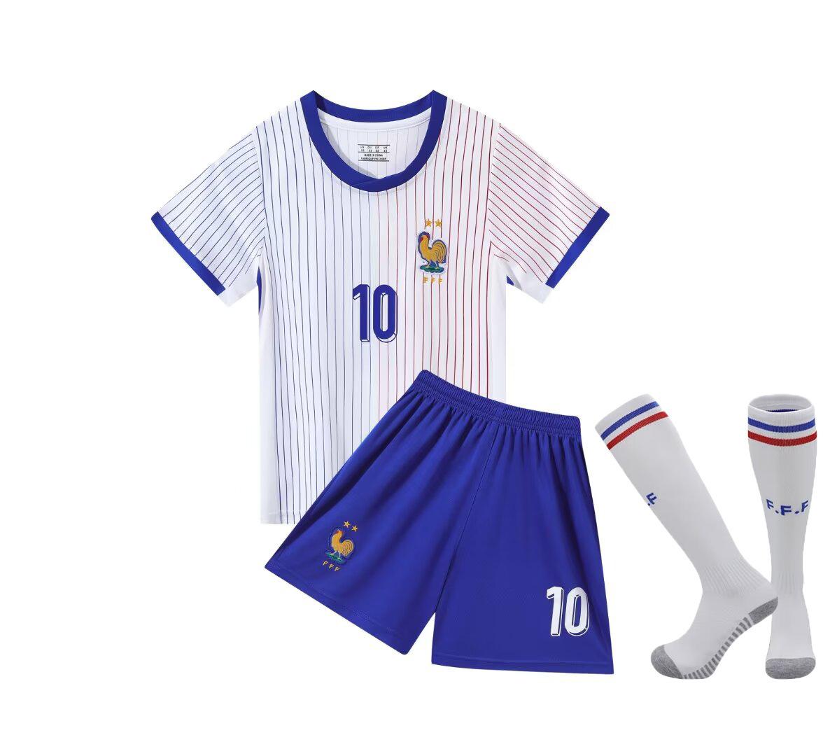 

24-25 France Away No. 10 National Team Football Jersey Children S Clothing Children S Set Size 14-30 30 yards/160