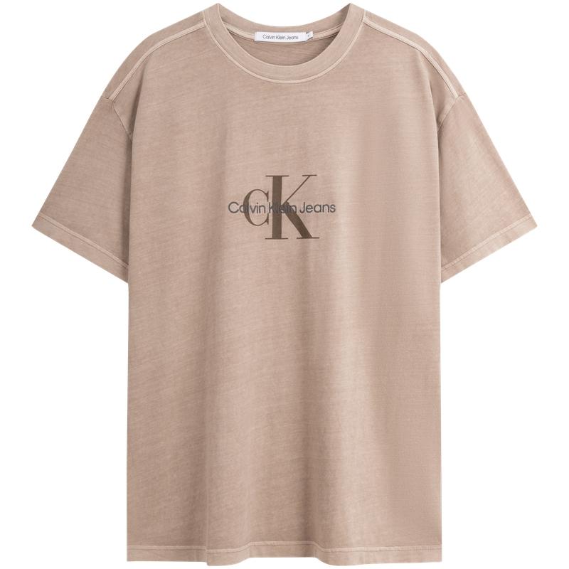 

Calvin Klein Casual Commuting Letter Print Cotton Short Sleeve T-Shirt Men Tops Honey-Tea-Brown ZM02716 M
