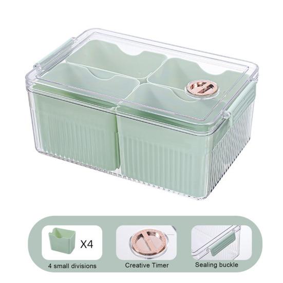 Box Bins Clear with 4 Detachable Refrigerator Storage Lid Large Capacity Rectangle Fridge Vegetables