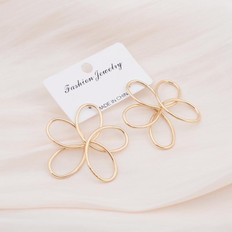 

Большие полые металлические серьги-подвески с пятью лепестками для женщин Art Brincos Hyperbole Fashion Party Jewelry золотой