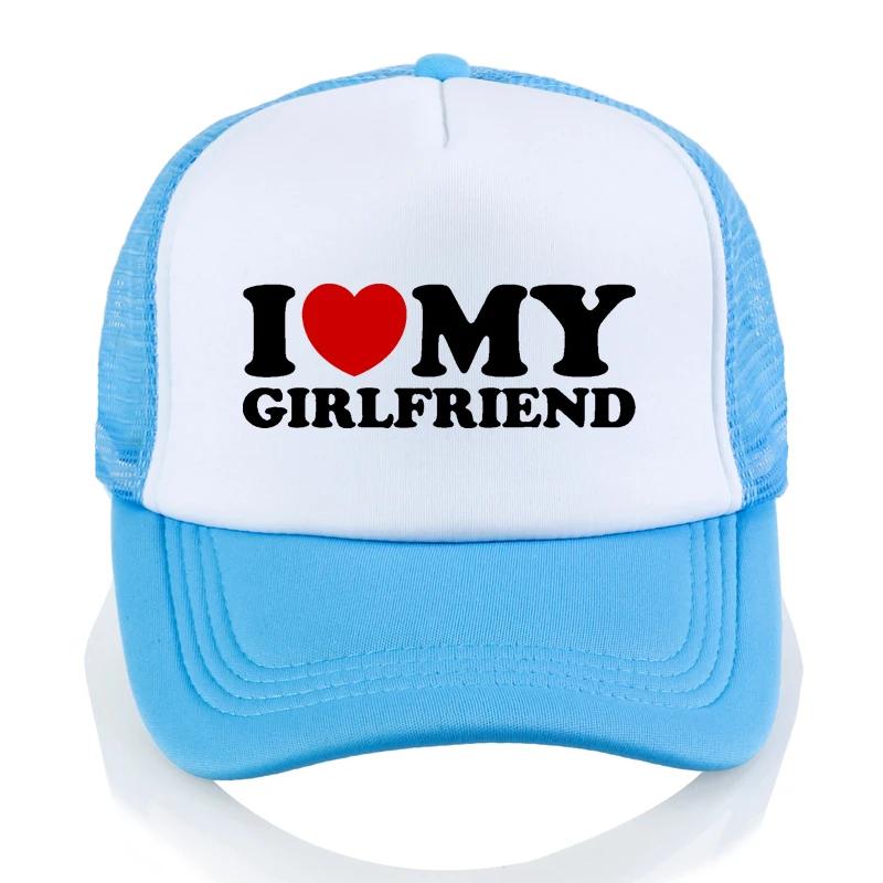 

Funny I Love Heart My Girlfriend hat Cotton Streetwear pop summer visor Baseball cap Adjustable Mesh Breathable Trucker hat Adjustable