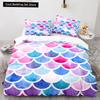 Mermaid Tail Duvet Cover King Queen Size Kids Fish Scales Bedding Set Girly Ocean Animal Princess 2/3pcs Polyester Quilt Cover
