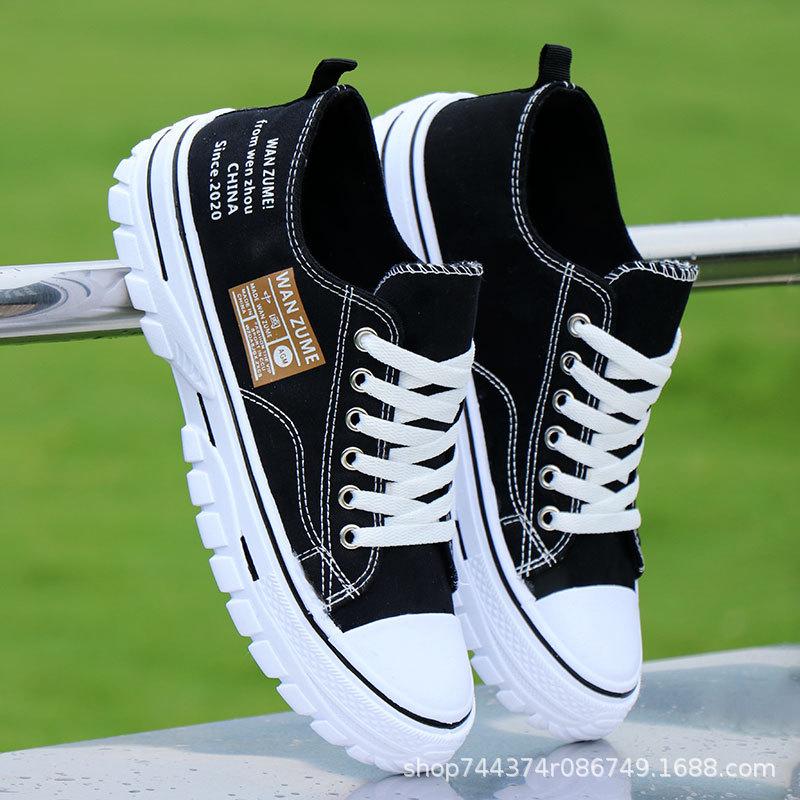 Canvas spring and autumn breathable casual shoes thick baseplate shoes heightened and comfortable 39
