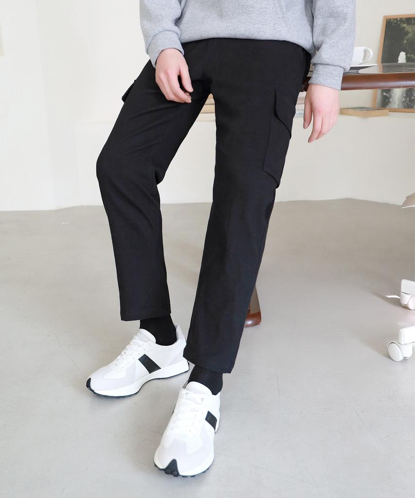 Jikeulib Brushed Fleece-Lined String Elastic Cargo Pocket Spandex Cotton Pants