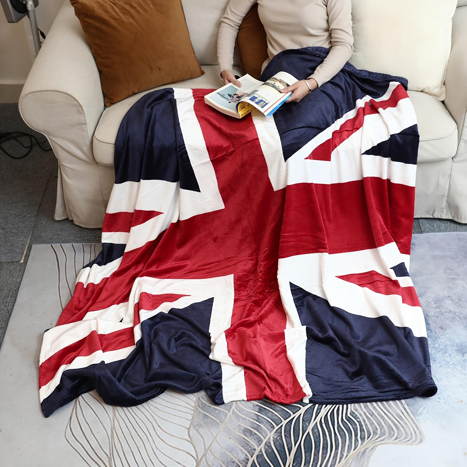 

1pc British style flag patterned blanket, warm sofa blanket, office camping blanket, holiday creative gift 75cmx90cm