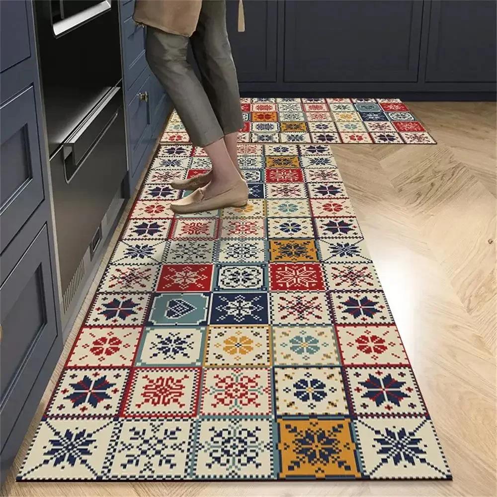 1/2pcs Kitchen Floor Mat, Anti-Slip And Easy To Maintain, Home Decoration, Entrance Porch Carpet, Living Room Floor Mat