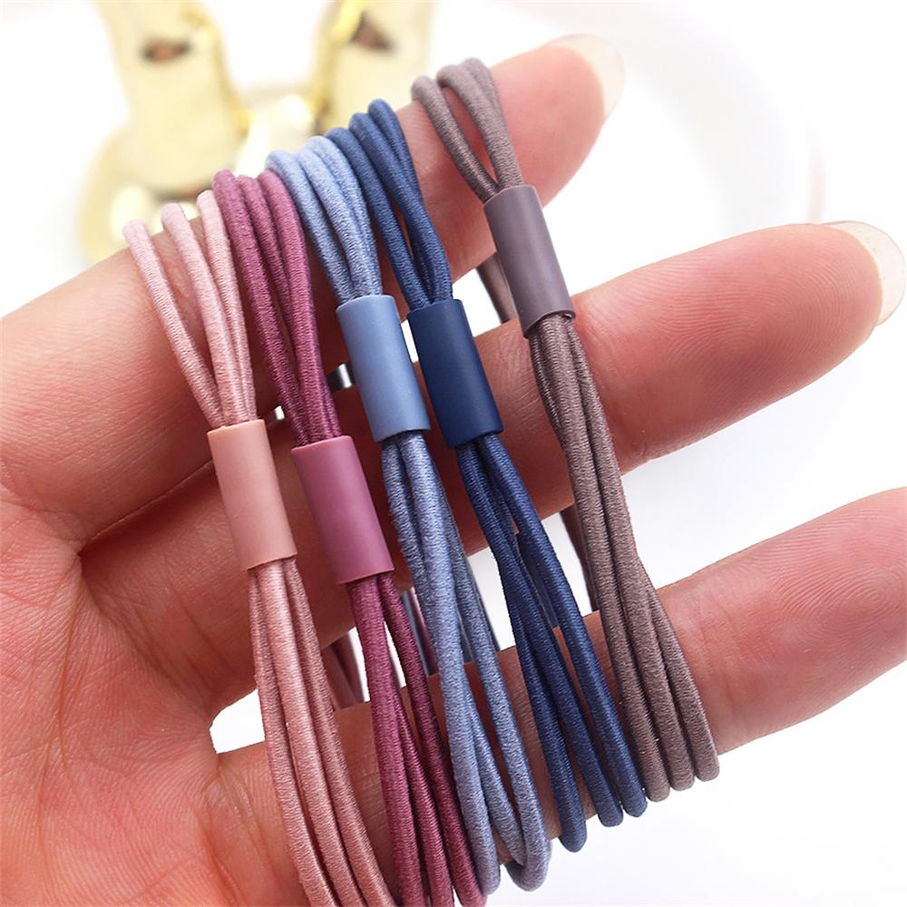 10pcs Simple Multi Loop Hair Bands Women Basic Solid Color Rubber Band Hair Accessories Headband Holder Scrunchies Gift for Girl